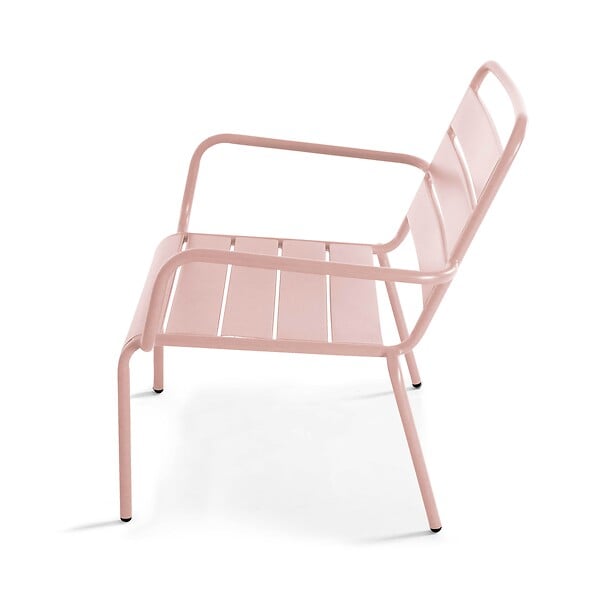 OVIALA - Fauteuil relax et repose pied en métal Rose poudré - Palavas - large