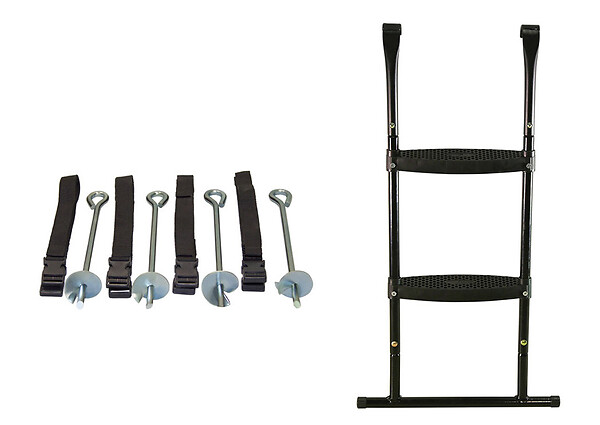KANGUI - Trampoline Ø 430 cm + filet + échelle + kit d'ancrage - JUMPI 430 - Noir/Vert - large