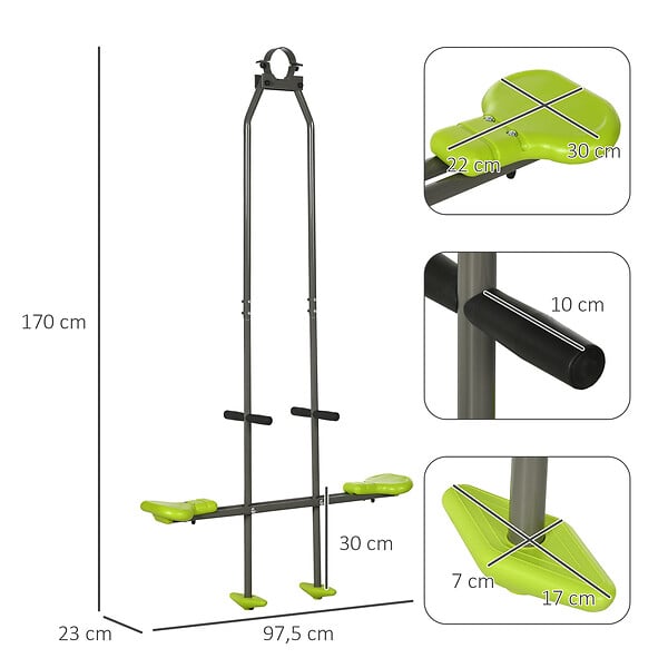 OUTSUNNY - Balançoire agrès face à face enfant 3 à 6 ans - selles larges, guidon, repose-pied - gris vert - large