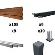 DECKLINEA - Kit Clôture Composite SANTOS Teck 16,5x1,8m - Bois composite & Aluminium - Poteaux sur Platines Gris - Brise vue - Palissade - vignette