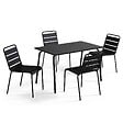OVIALA - Ensemble table de jardin en métal et 4 chaises noir - Palavas - vignette