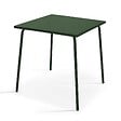 OVIALA - Ensemble table de jardin carrée et 4 fauteuils acier 70 cm vert forêt - Palavas - vignette