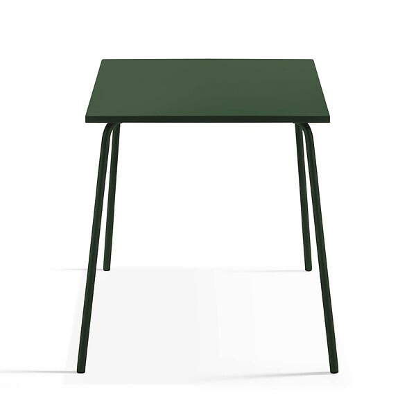 OVIALA - Ensemble table de jardin carrée et 4 fauteuils acier 70 cm vert forêt - Palavas - large
