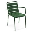 OVIALA - Ensemble table de jardin carrée et 4 fauteuils acier 70 cm vert forêt - Palavas - vignette