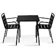 OVIALA - Ensemble table de jardin carrée et 2 fauteuils acier 70 cm noir - Palavas - vignette