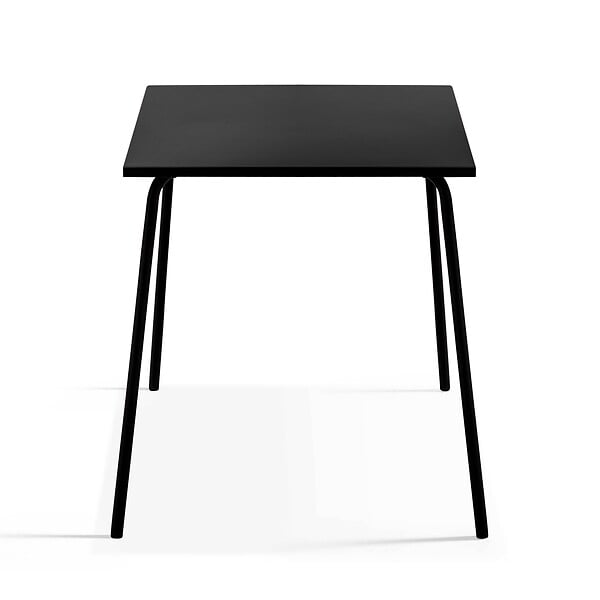 OVIALA - Ensemble table de jardin carrée et 2 fauteuils acier 70 cm noir - Palavas - large