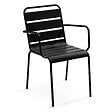 OVIALA - Ensemble table de jardin carrée et 2 fauteuils acier 70 cm noir - Palavas - vignette