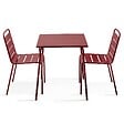 OVIALA - Ensemble table de jardin carrée et 2 chaises pourpre - Palavas - vignette