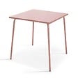 OVIALA - Ensemble table de jardin carrée et 4 fauteuils acier 70 cm rose poudré - Palavas - vignette