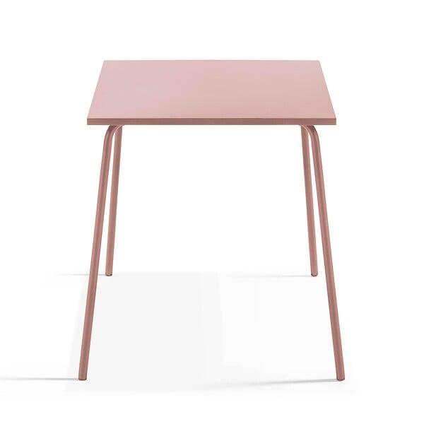 OVIALA - Ensemble table de jardin carrée et 4 fauteuils acier 70 cm rose poudré - Palavas - large