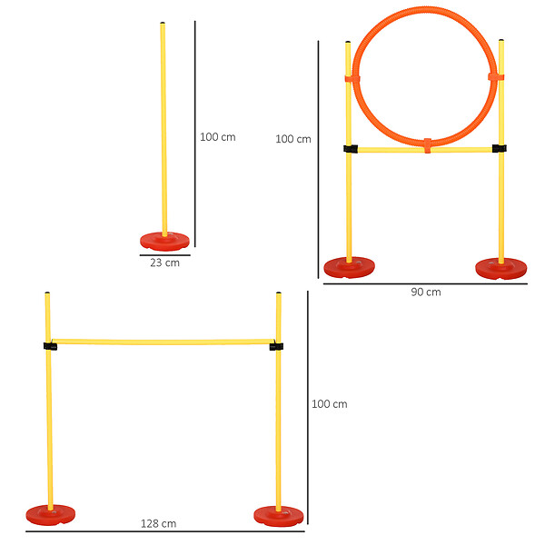 PAWHUT - Agility sport pour chiens équipement complet haies, slalom + sac de transport jaune - large