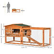 PAWHUT - Clapier cage à lapins rongeurs 2 étages tiroir déjection enclos extérieur toit ouvrant dim. 156L x 58l x 68H cm bois sapin pré-huilé - vignette
