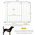 PAWHUT - Barrière de sécurité animaux - longueur réglable dim. 74-97,5 cm - porte double verrouillage, ouverture double sens -sans perçage - acier plastique blanc - vignette