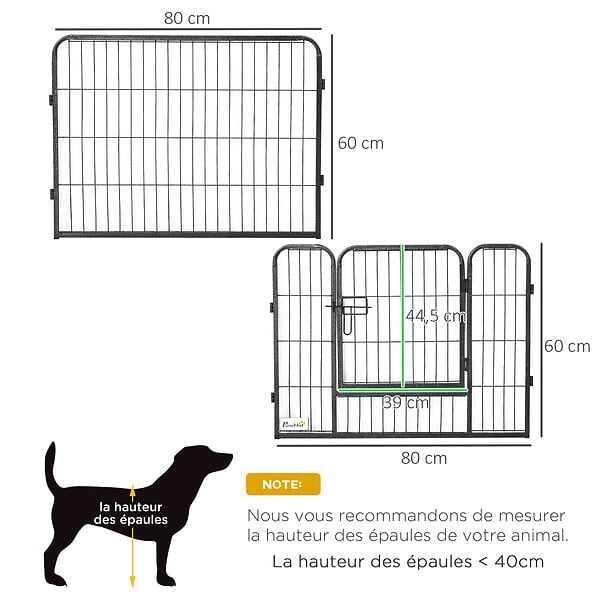 PAWHUT - PawHut Parc enclos modulable pour animaux avec 2 portes - 12 panneaux modulables - acier noir - large