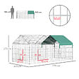 PAWHUT - PawHut Parc enclos métal époxy cage extérieure dim. 2,20L x 1,03l x 1,03H m 3 portes et trappe surface abrité PE vert - vignette
