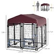 PAWHUT - Chenil extérieur pour chien - cage chien - enclos chien - toile toit imperméable anti-UV, porte verrouillable, 2 bols rotatifs - acier noir oxford pourpre - vignette