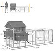 PAWHUT - Poulailler cottage cage à poules sur pied dim. 310L x 149l x 149H cm multi-équipement bois sapin gris - vignette