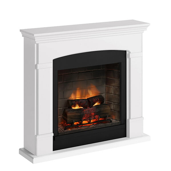 CENTRALE BRICO - Cheminée électrique connectée 1400W - HELMI Powerflame 2 - effets flammes 3D et crépitement - Blanc - large