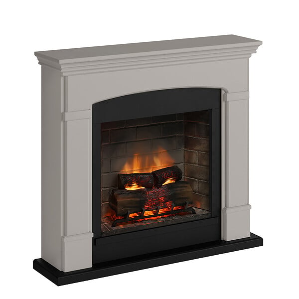 CENTRALE BRICO - Cheminée électrique connectée 1400W - HELMI Powerflame 2 - effets flammes 3D et crépitement - Beige - large