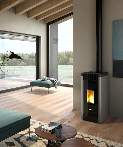 FREEPOINT - Poêle à granulés étanche Steel 9 Bi-Flux Titanium - 8,5 kW - large