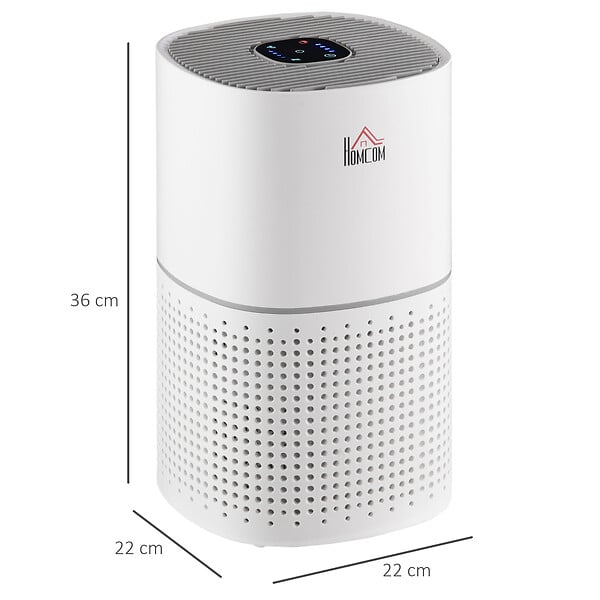 HOMCOM - Purificateur d'air 50 W 4 vitesses mode silencieux - filtre HEPA, charbon actif -  jusqu'à 24 m² - débit d'air pur 225 m³/h - timer - ABS blanc gris - large