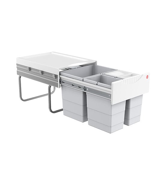 HAILO - Poubelle de cuisine tri sélectif 3 bacs encastrable 35L (18+8.5+8.5) Hailo AS Raumspar Tandem - large