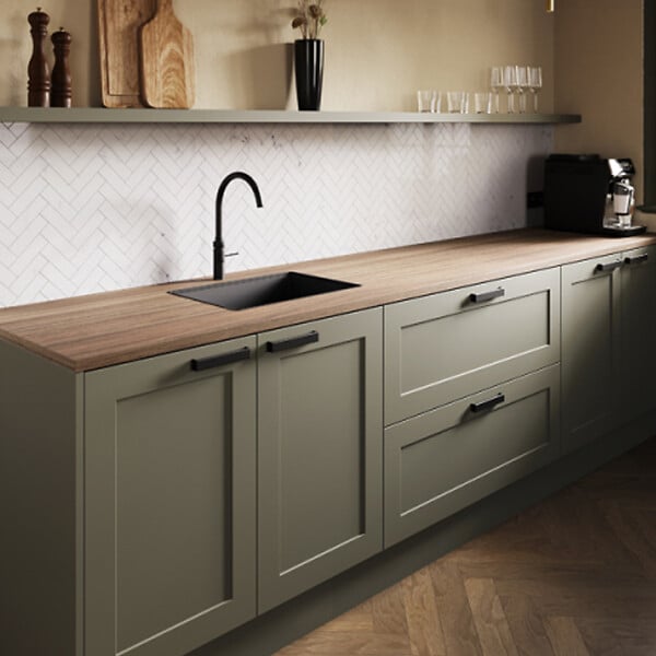 FORESTEA - Plan de travail stratifié CPL Noyer 3020 x 635 x 28 mm - FSC MIXTE 70% - large