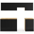 ID MARKET - Cuisine complète 240 cm SUBTIL avec plan de travail 7 éléments bois et noir - vignette