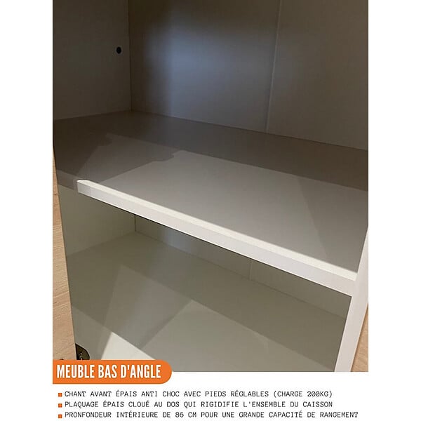 CUISINEANDCIE - Cuisineandcie - Meuble d'angle bas Eco Gris Brillant 1 porte L 105 cm - large