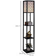 HOMCOM - Lampadaire étagère lampe étagère 26L x 26l x 160H cm 3 étagères 4 niveaux MDF noir motif nid d'abeille - vignette