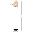 HOMCOM - Lampadaire aspect cannage style cosy 40 W max. H.158 cm piètement mât métal noir abat-jour corde papier tressé main - vignette