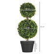 HOMCOM - Lot de 2 arbres buis artificiel double boules avec tronc et pot inclus - H.60 cm PE vert - vignette