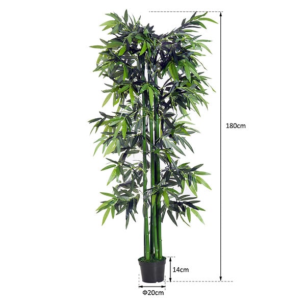 OUTSUNNY - Bambou artificiel XXL 1,80H m 1105 feuilles denses réalistes pot inclus noir vert - large