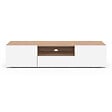 ID MARKET - Meuble TV 140 cm ELI bois façon hêtre portes blanches - vignette