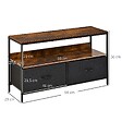 HOMCOM - Meuble TV bas sur pieds style industriel 2 tiroirs en tissu gris MDF marron rustique et metal noir - vignette