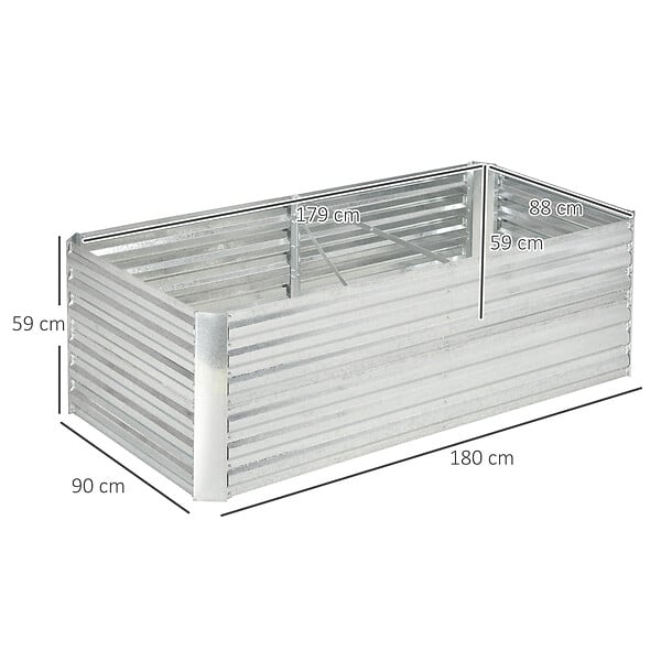OUTSUNNY - Carré potager de jardin renforcé - dim. 180L x 90l x 59H cm - tôle d'acier ondulée galvanisée - large