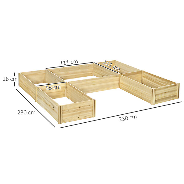 OUTSUNNY - Lot de 5 jardinières - ensemble de 5 carrés potagers - forme personnalisable - bois de sapin pré-huilé - large