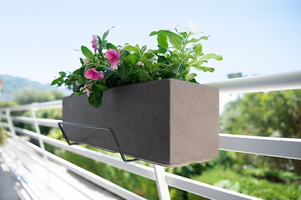 CENTRALE BRICO - Support jardinière crochet fer rond anthracite - 35x14 cm - Acier époxy - large