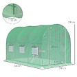 OUTSUNNY - Serre de jardin tunnel surface sol 6 m² 3L x 2l x 2H m châssis tubulaire renforcé porte zippée 6 fenêtres enroulables vert - vignette