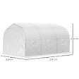 OUTSUNNY - Serre tunnel de jardin dim. 3,5L x 3l x 2H m porte + 6 fenêtres enroulables acier galvanisé bâche PE haute densité blanc - vignette
