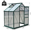 OUTSUNNY - Serre de jardin aluminium polycarbonate 2,51 m² dim. 1,9L x 1,32l x 2,01H m lucarne, porte coulissante + fondation incluse alu. vert polycarbonate transparent - vignette