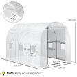 OUTSUNNY - Bâche de rechange serre tunnel 6 m², bâche dim. 3L x 2l x 2H m PE anti-UV imperméable 6 fenêtres + porte enroulable zippée blanc - vignette