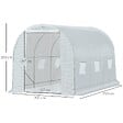 OUTSUNNY - Serre de jardin tunnel surface sol 7 m² 3,5L x 2l x 2H m châssis tubulaire renforcé 18 mm 6 fenêtres blanc - vignette