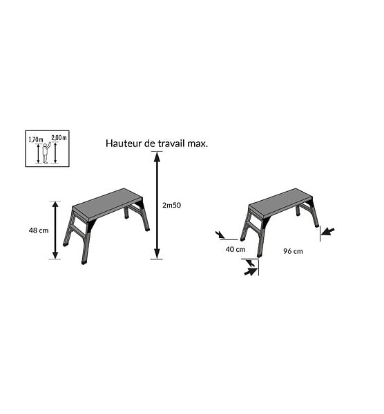 HAILO - Plateforme de travail en aluminium Hailo - large