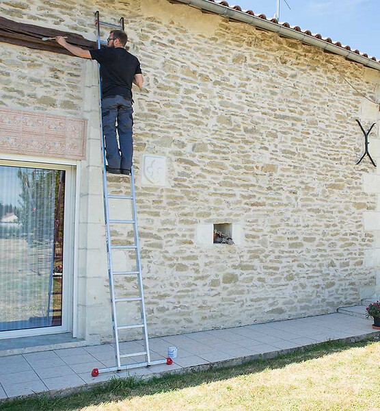 HAILO - Echelle simple 15 échelons 4,2m/5,15m en alu professionnelle Hailo ProfiStep Uno - large
