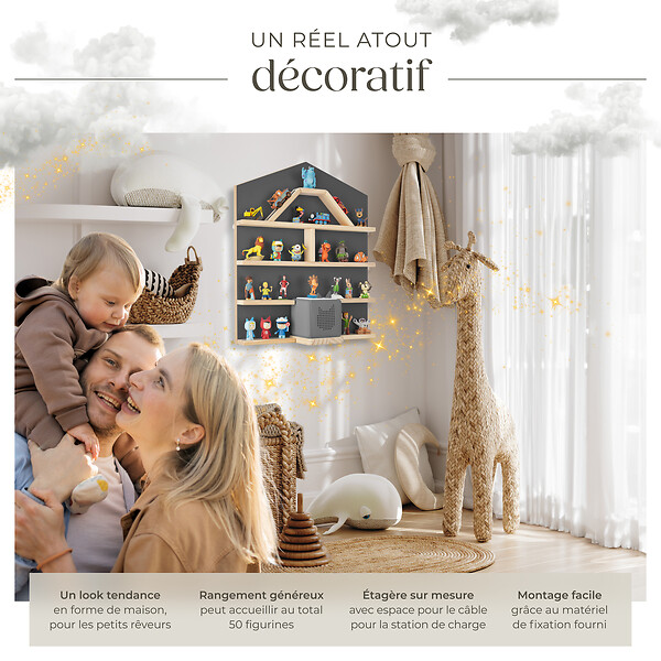 TECTAKE - Étagère murale Mylittle Story pour jusqu'à 50 Tonies gris anthracite - large