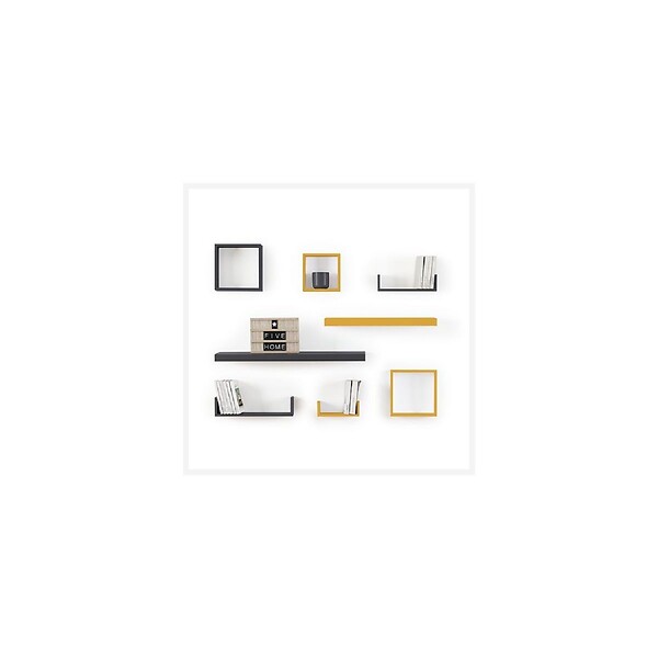 5 FIVE SIMPLY SMART - Étagère murale flottante carrée coloris Noir L 23.5 cm Fixations invisibles - large