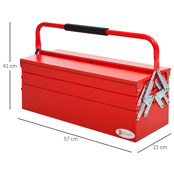 HOMCOM - HOMCOM Boite à outils métallique - coffret à outils - caisse à outils 3 niveaux 5 plateaux rétractables - tôle acier rouge - large