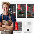 TECTAKE - Panneau perforé JONAH avec crochets et supports noir/rouge - vignette