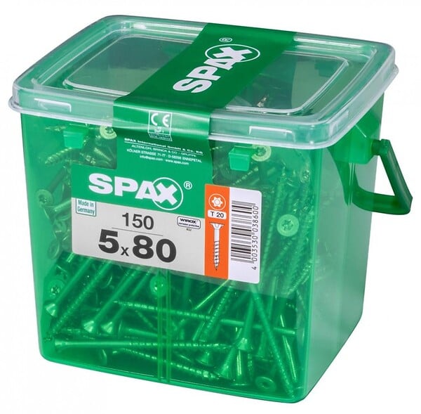 SPAX - Lot De 150 Vis Acier Tête Fraisée Torx Spax, Diam.5 Mm X L.80 Mm - large